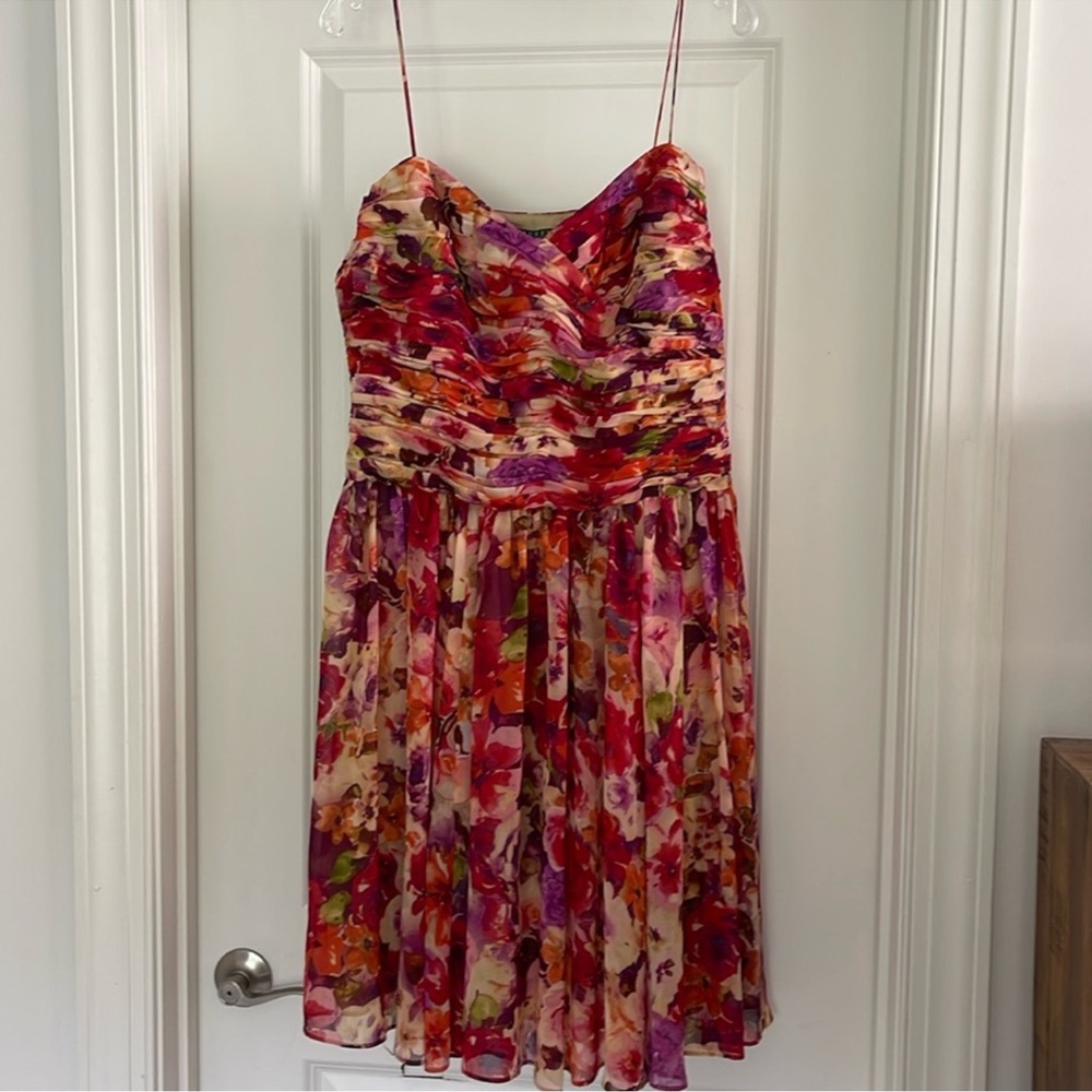 Ralph Lauren Petunia Floral Rouched Bustier Dress Fairy Coquette Spring